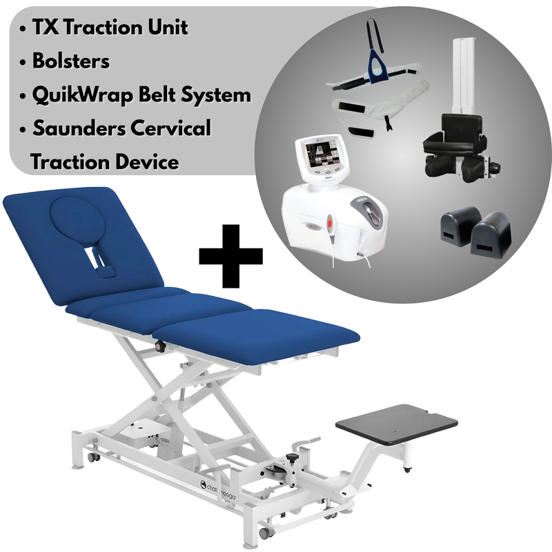 Chattanooga Galaxy TTET-400 Traction Table Navy Blue Upholstery w/ Traction Unit Bolster Package