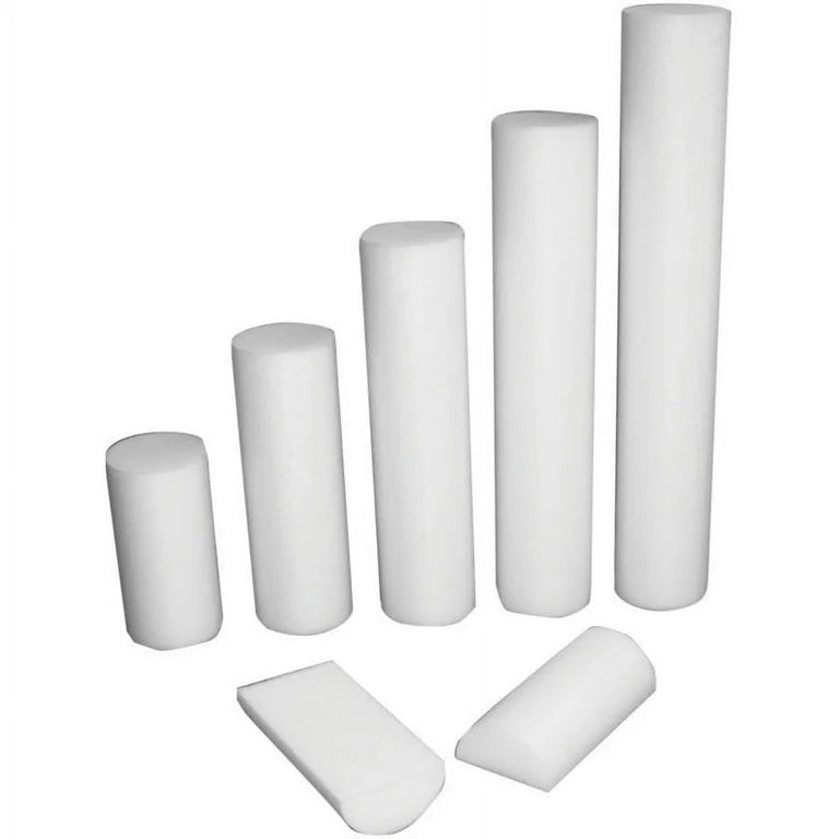 CanDo Half-Round Foam Roller, Full Skin White PE Foam